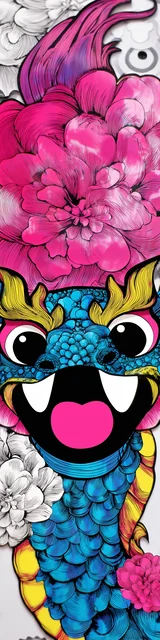 Free dragon bookmark featuring a dragon with two big teeth